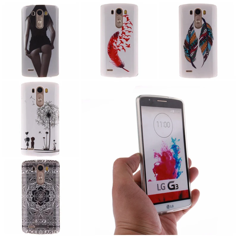 Рисунком Тонкий ТПУ Мягкие TPU IMD Case для LG G3 Защитный Мобильного Телефона Крышку