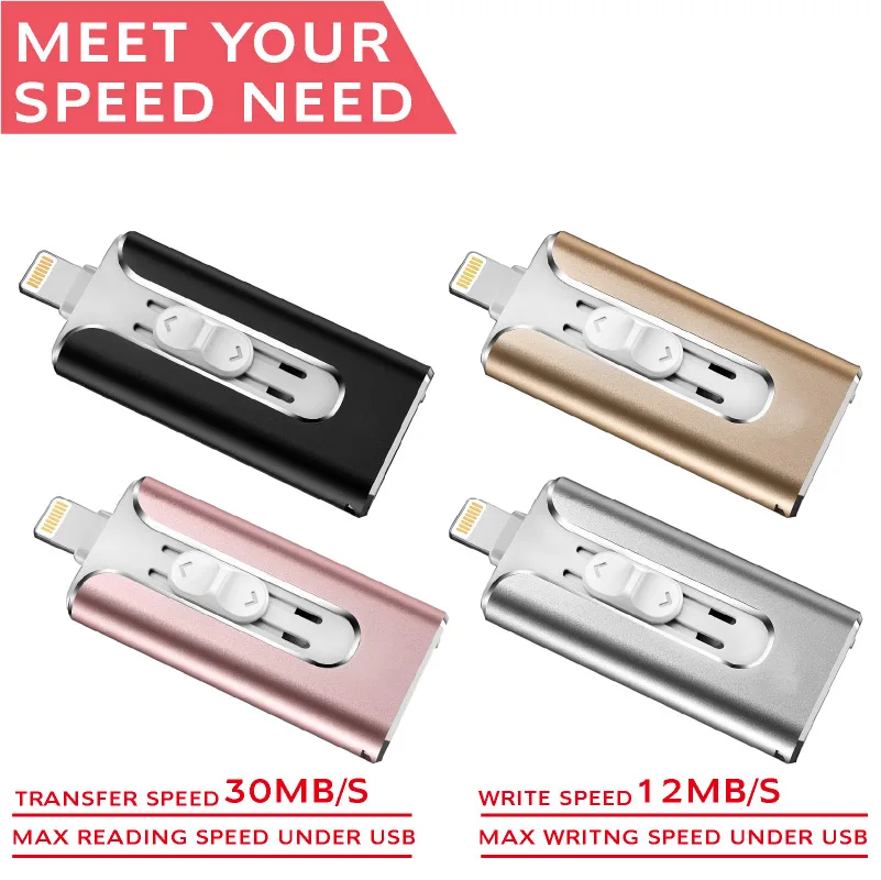 IOS флеш-накопитель 128 ГБ, 256 ГБ 64 Гб карта памяти 3-в-1 OTG USB флэш-накопитель внешнее запоминающее устройство, совместимый с iPhone, iPad и iPod Андро