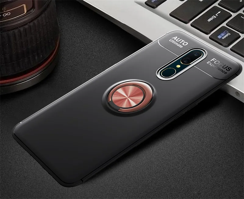 rose black Luxury Case For Nokia 7.1 Case Cover Magnetic Ring Holder Soft Matte Silicone Shell For Nokia 6.1 X6 5.1 3.1 Plus Case Coque - Цвет: rose black