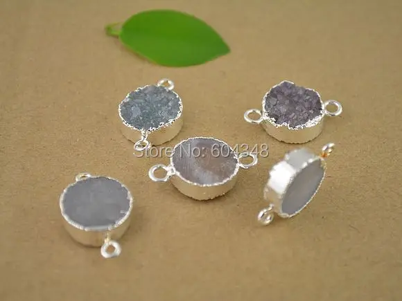 5 шт. натуральный камень соединитель 16 мм серебряный кварц круглой формы друг за