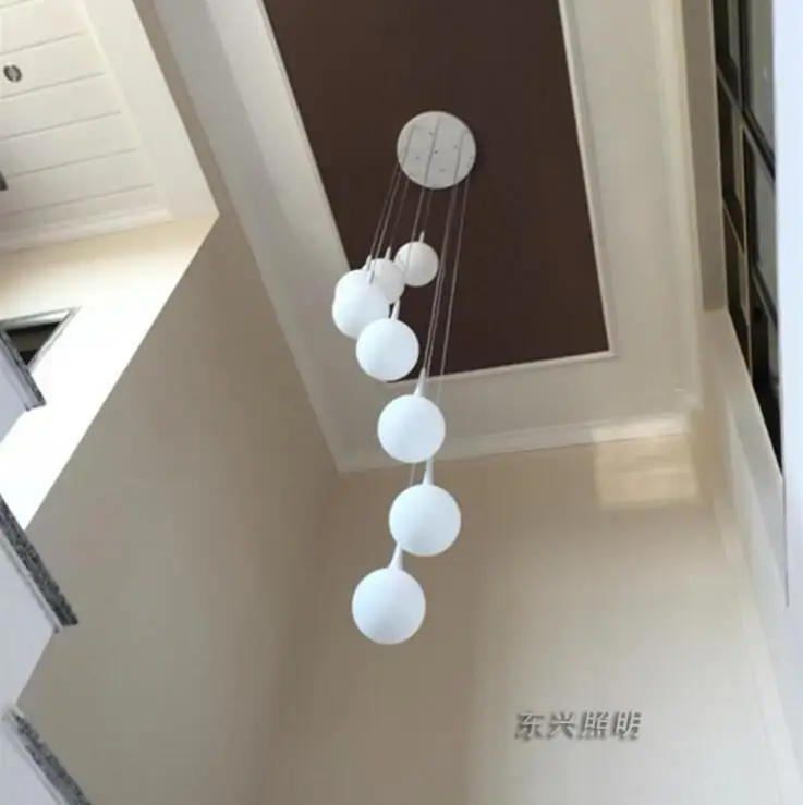 Светодиодная лампа с двойной лестницей длинная люстра вилла креативный шар