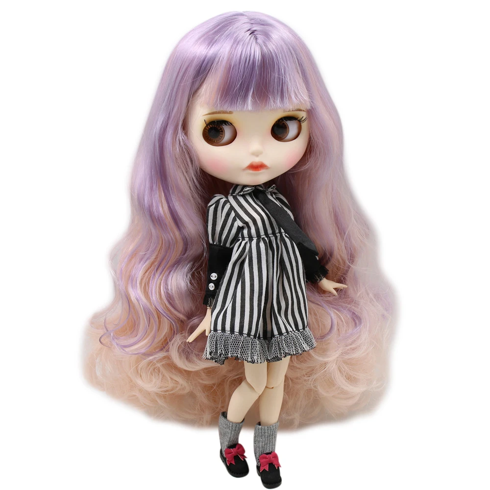 

ICY DBS Blyth Doll No.BL1049/2352 Purple mix Pink hair Carved lips Matte face with eyebrow customized face Joint body 1/6 bjd
