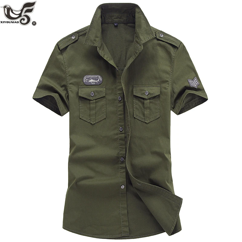 XIYOUNIAO размера плюс M~ 5XL 6XL Новая мужская летняя хлопковая рубашка поло с коротким рукавом армейская ВВС one Мужская дышащая рубашка camisa masculina