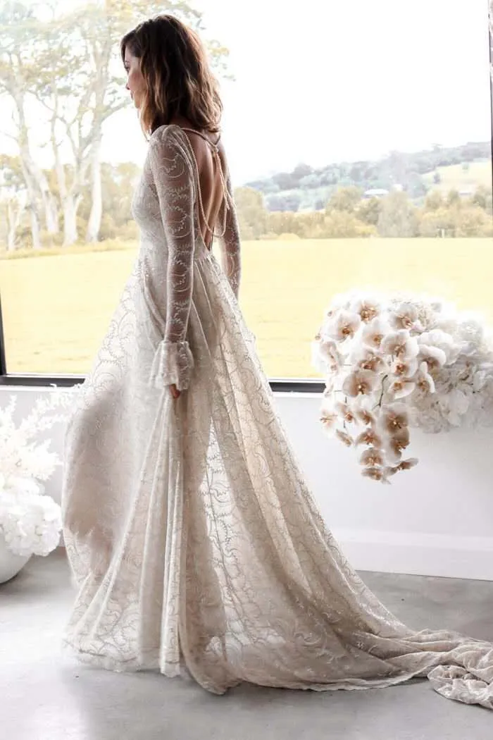 Robe De Mariee Boho пляжное свадебное платье винтажное кружевное с длинными рукавами Vestido De Noiva сексуальное богемное свадебное платье с открытой спиной
