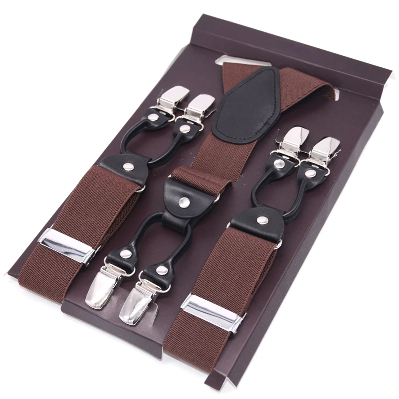 Черные кожаные подтяжки мужские ремни в офисном стиле модные винтажные