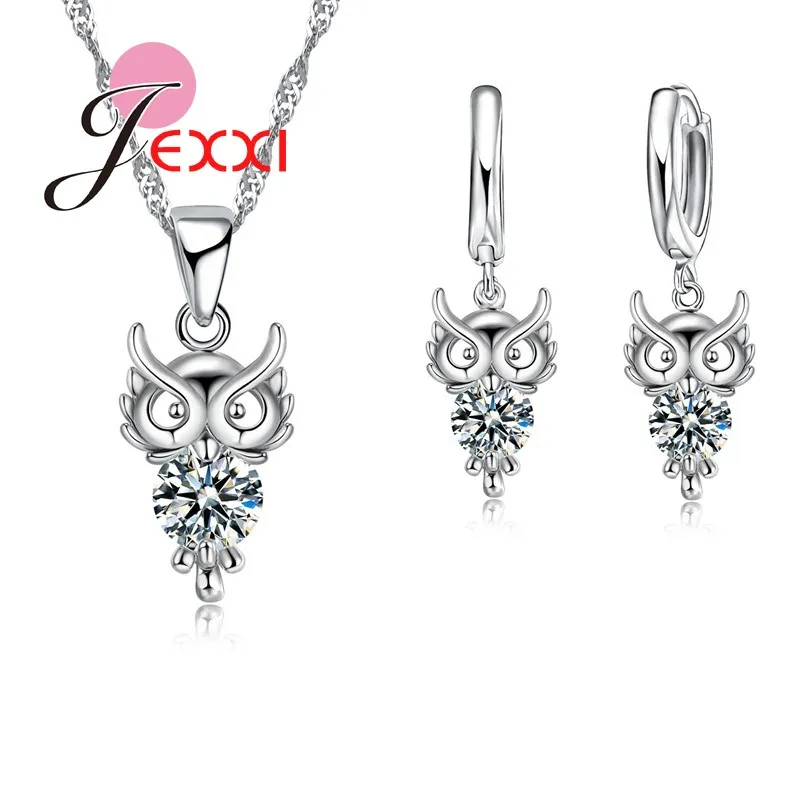 

Classic Design Owl Jewelry Set For Party Birthday 925 Sterling Silver Crystal Jewellery Sets For Women