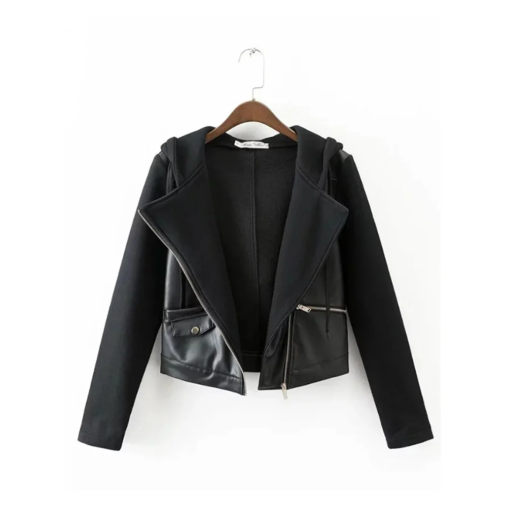 2019 модные черные Куртки из искусственной кожи в стиле панк тонкая осенняя куртка