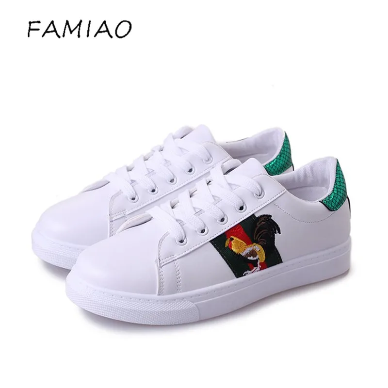 Весенние белые с принтом птиц Кроссовки Женская повседневная обувь модная на