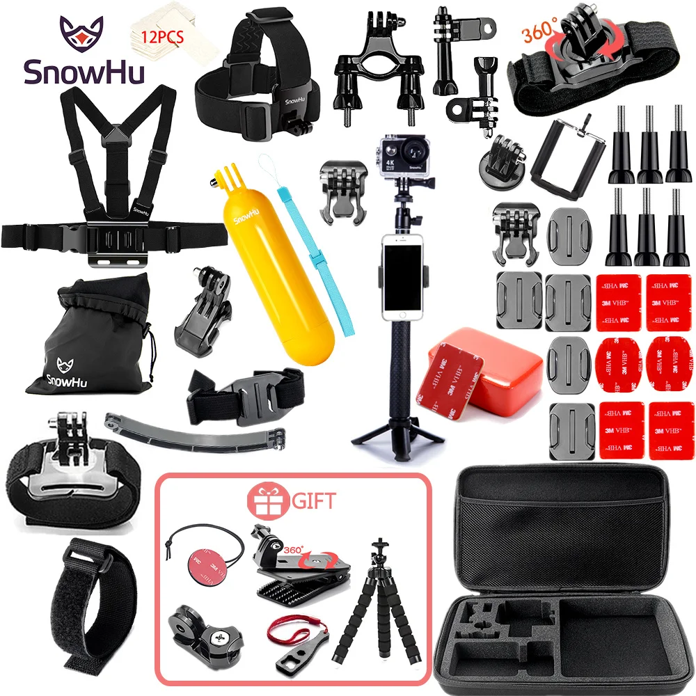 Аксессуары snowhu для GoPro Набор для go pro hero 8 7 6 5 4 3 комплект крепление для SJCAM для xiaomi yi камера для xiomi штатив GS21