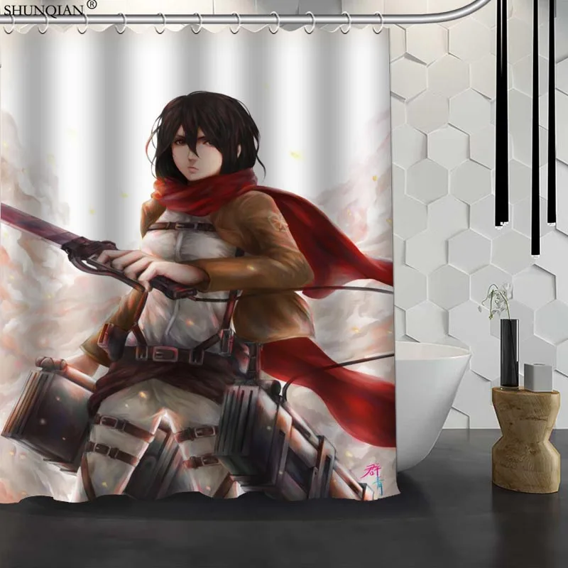 

New Attack on Titan Custom Shower Curtain Waterproof Fabric Bath Curtain Polyester Fabric Bathroom Curtain 18-4.11