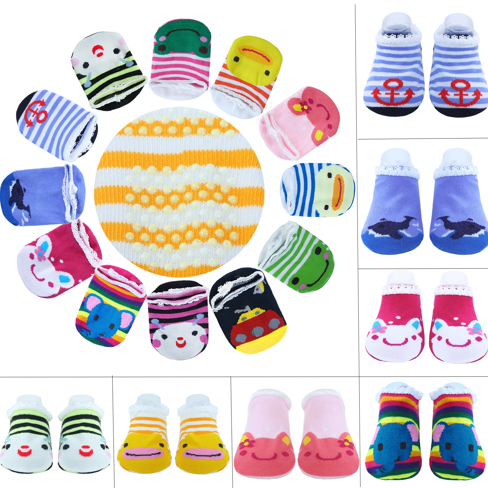 1 Pair Baby Socks Boys Girls Cartoon Animal Anti Slip Floor Unisex Short for Infant Toddler | Детская одежда и обувь