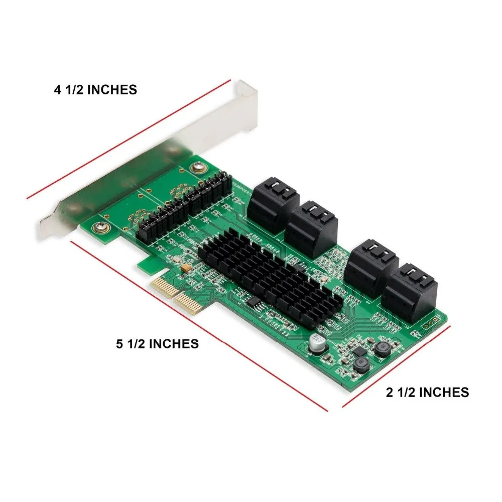 IOCREST SATA III 8 портов контроллер карты PCIe 2,0x2 sata 6g плата расширения с низкопрофильным кронштейном поддержка win10