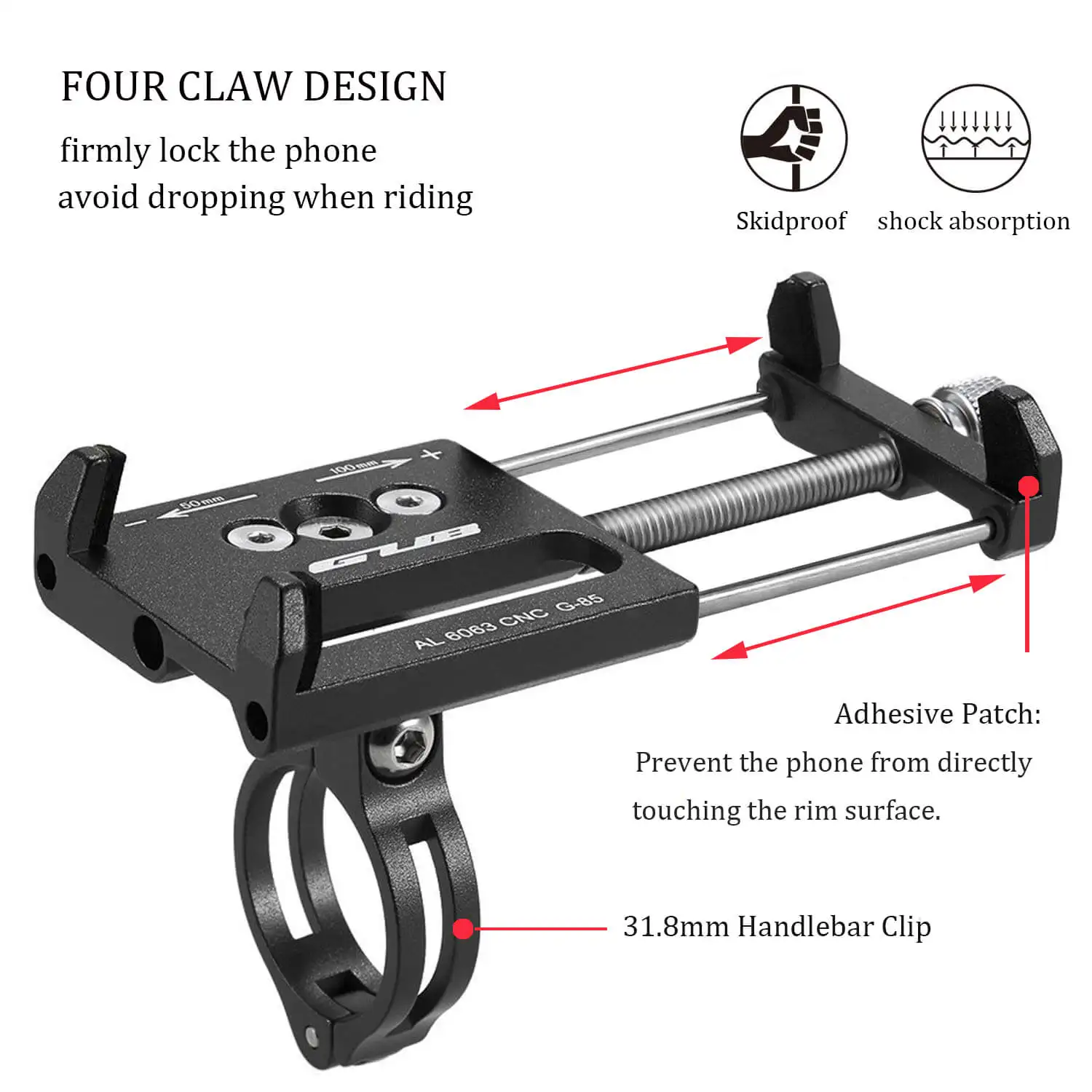 Держатель GUB для телефона на руль велосипеда G-85 G-84 регулируемый из алюминиевого