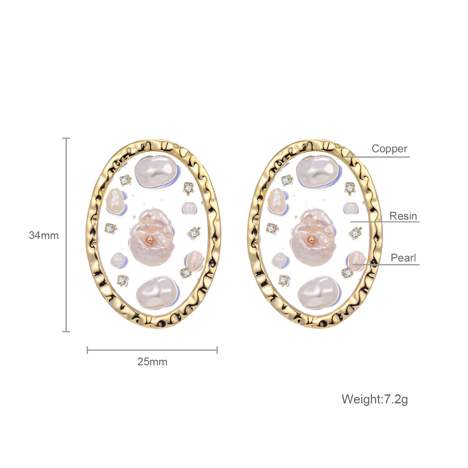 Серьги-гвоздики женские Овальные с жемчугом и цирконом 2021 | Украшения аксессуары