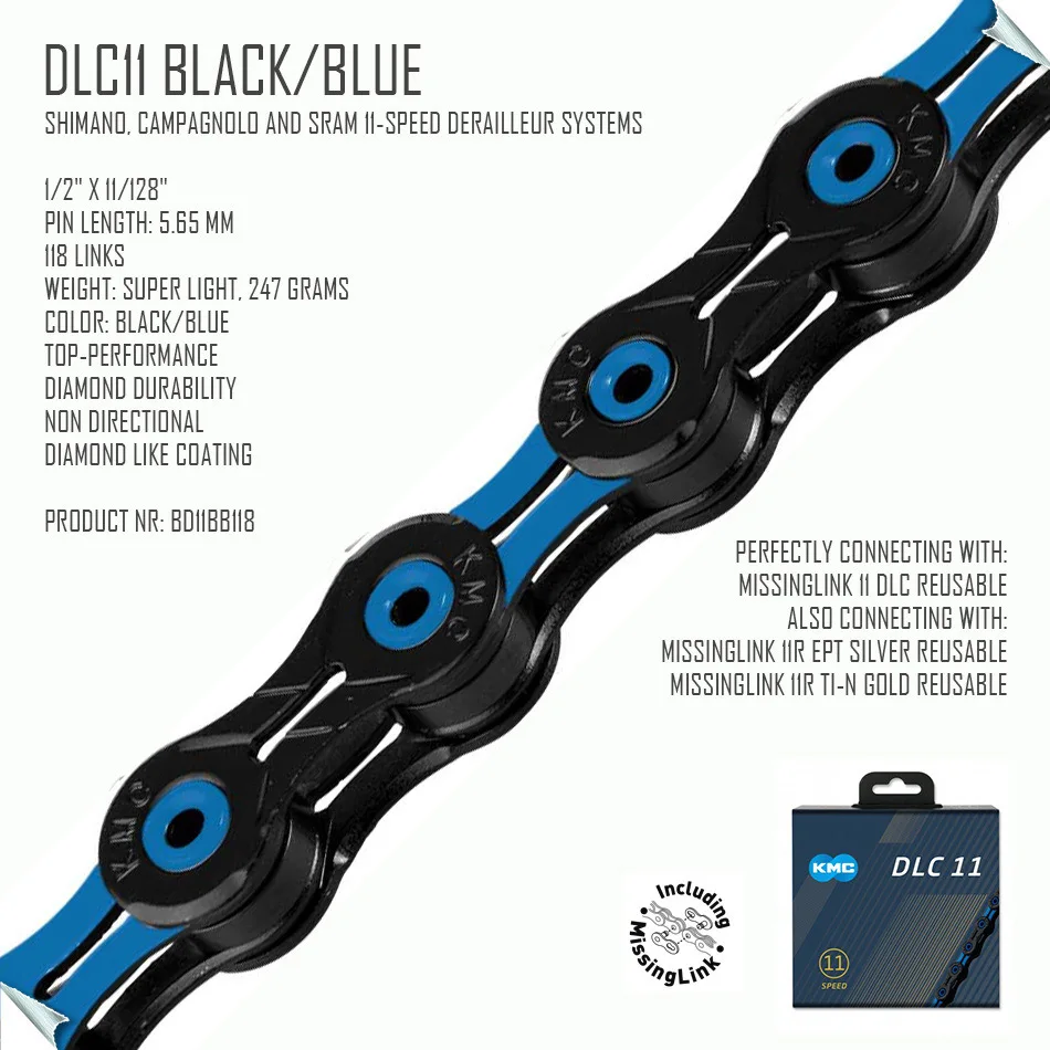 Kmc X11 EL SL DLC EPT велосипед 11 22 33 s Золотой горный шоссейный велосипед скорость цепи MTB дорожный Черный Желтый Розовый Красный Синий - Цвет: DLC11 BLUE