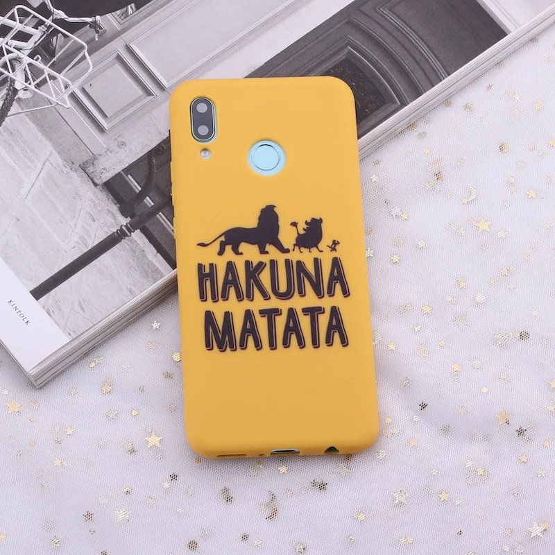 Yellow Для huawei Honor mate 10 20 Nova P20 P30 P Smart Hakuna Matata Король Лев карамельный силиконовый чехол для телефона Capa Fundas Coque - Цвет: Yellow