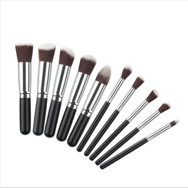 Набор кистей для макияжа серебристого/золотистого цветов 10 шт.|makeup brush set|brush setmakeup