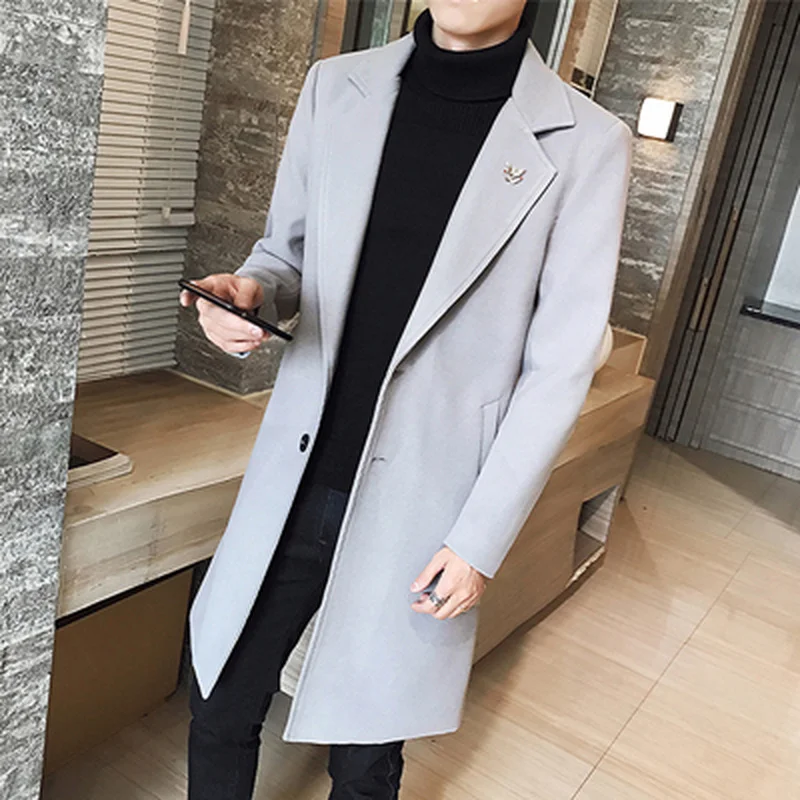 

Men Long Coat Wool Mens Abrigo Lana Chaqueta Larga Hombre Casual Winter Coat Manteau Homme Winter Woolen Coat Men Trench 4xl