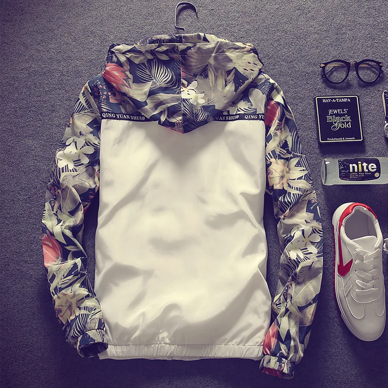 Куртка-бомбер мужская с цветочным принтом приталенный силуэт в стиле хип-хоп