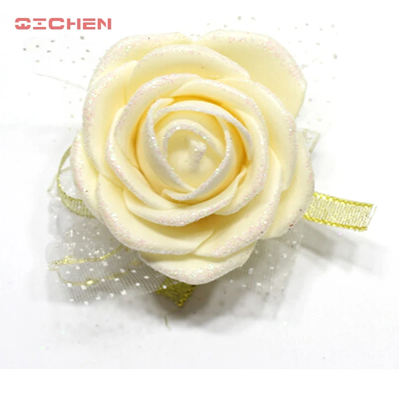 

Fashion Bride Corsage Flowers Ball DIY Wrist Flower Bridesmaid Hand Wrist Flowers Roses Floral Bridal Wrist Silver Rose