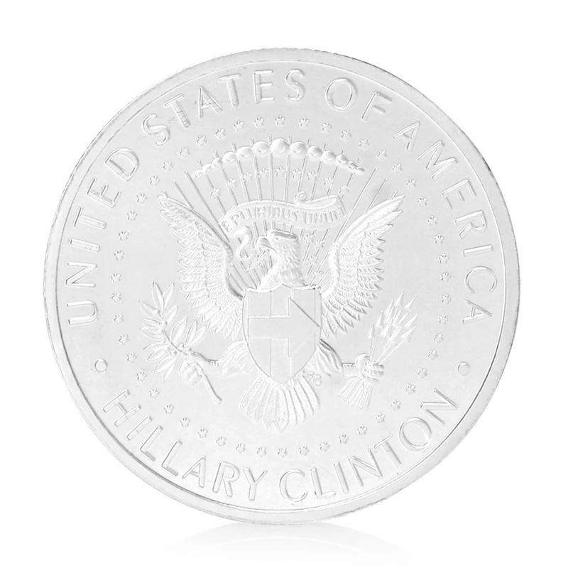 Лидер продаж Золотой Серебристый Хиллари Клинтон в Бог мы доверяем памятная