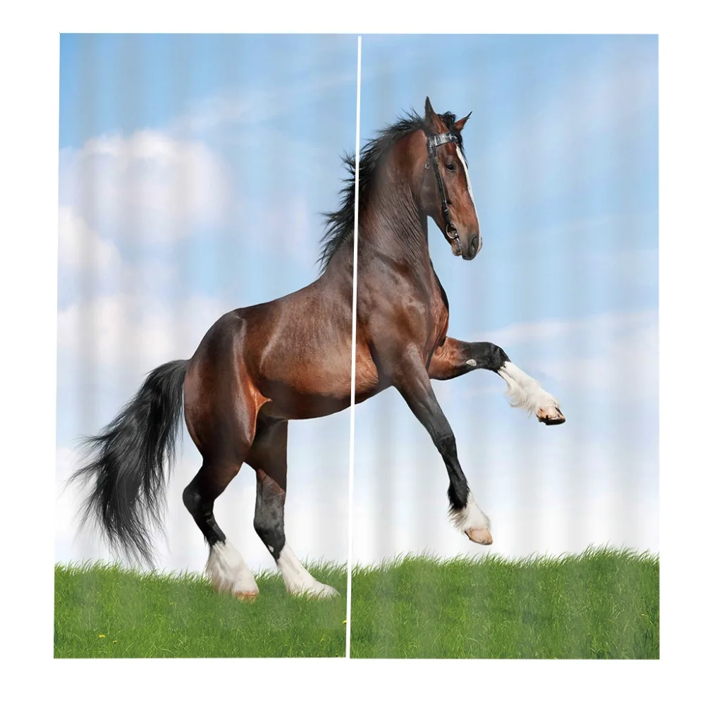 Лошадь занавески 3D Роскошные Затемненные окна гостиной стереоскопические | Дом и