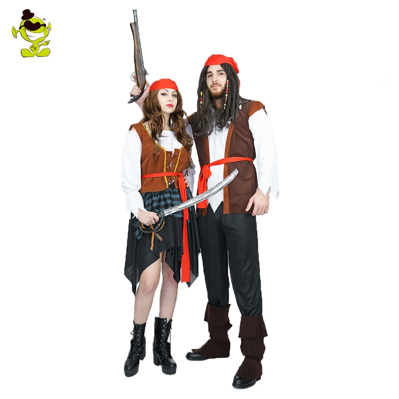 

Adult Scary Pirates Costume Halloween Pirate Man And Woman Party Fancy Dress Costumes