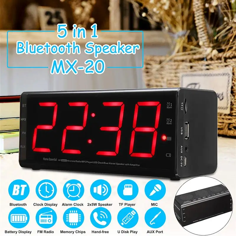 LEADSTAR bluetooth динамик портативный беспроводной динамик стерео bluetooth будильник динамик для Iphone для huawei TF FM часы