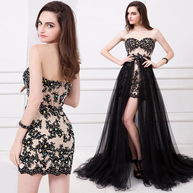 Новинка года; вечернее платье принцессы со съемным шлейфом; Vestido De Noiva; черное кружевное платье с аппликацией 2 в 1; платье для выпускного вечера; robe de soriee