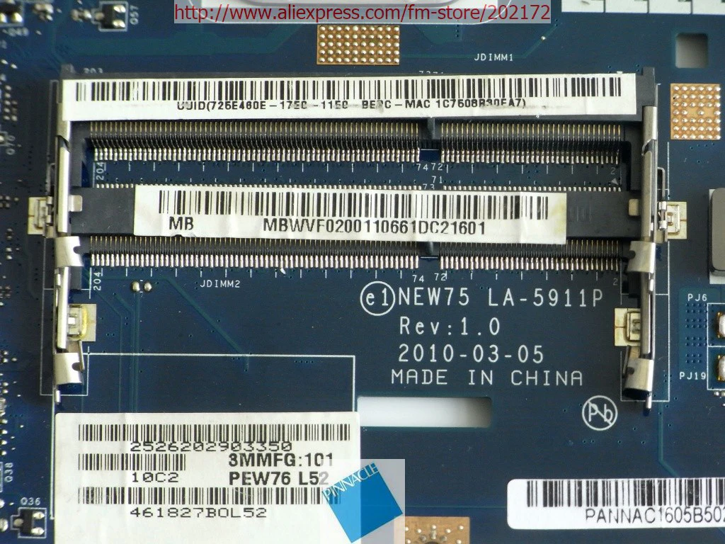 Материнская плата MBWVF02001 для acer Aspire 5552G Gateway NV50A Packard Bell TK81 NEW75 LA-5911P