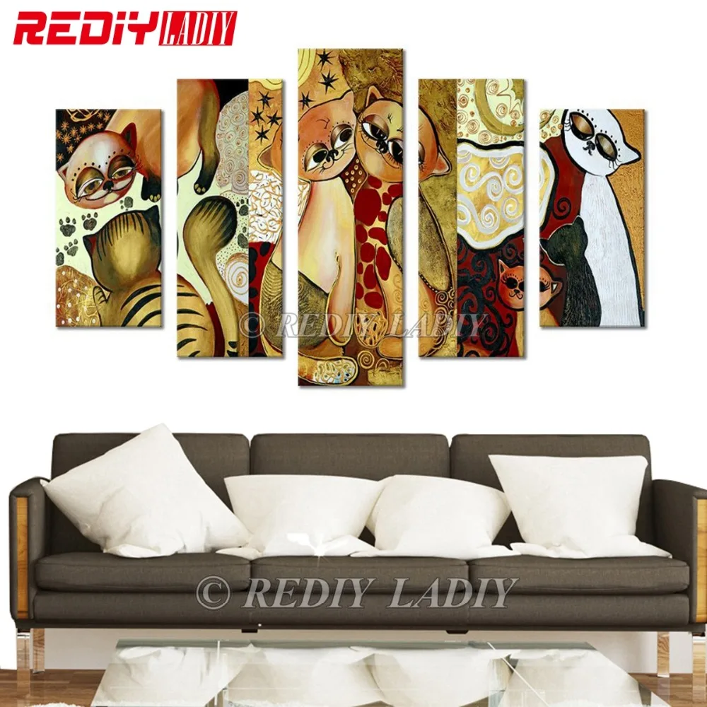 

REDIY LADIY Diamond Embroidery Triptych Full Square Diamond Painting Cross Stitch Cats Love Gold Crystal Mosaic Modular Picture