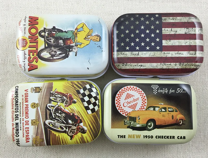 16 шт./лот винтажная Мини жестяная коробка в американском стиле для хранения