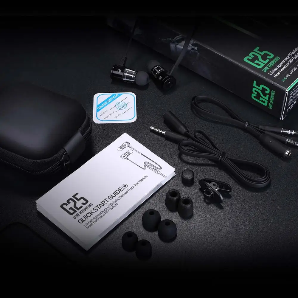 In Ear Игровые наушники провода наушники вкладыши наушники Спорт гарнитура пуля наушники для компьютера с микрофоном для Apple айфона samsung Xiaomi xaomi fone де ouvido casque фонес - Цвет: Черный