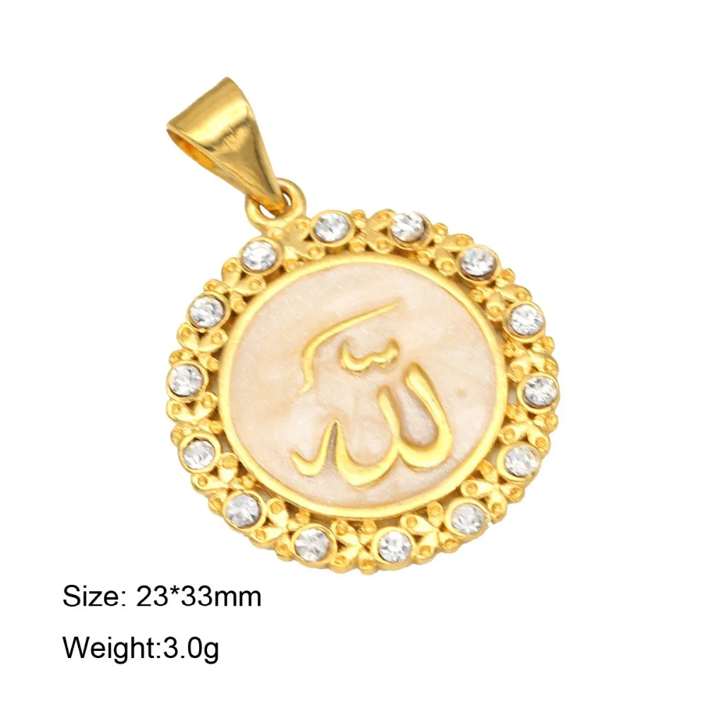 Allah Jewellry Pendant Women / Child Golden Color With Rhinestone Trendy Design Islamic Muslim Necklace Jewelry | Украшения и