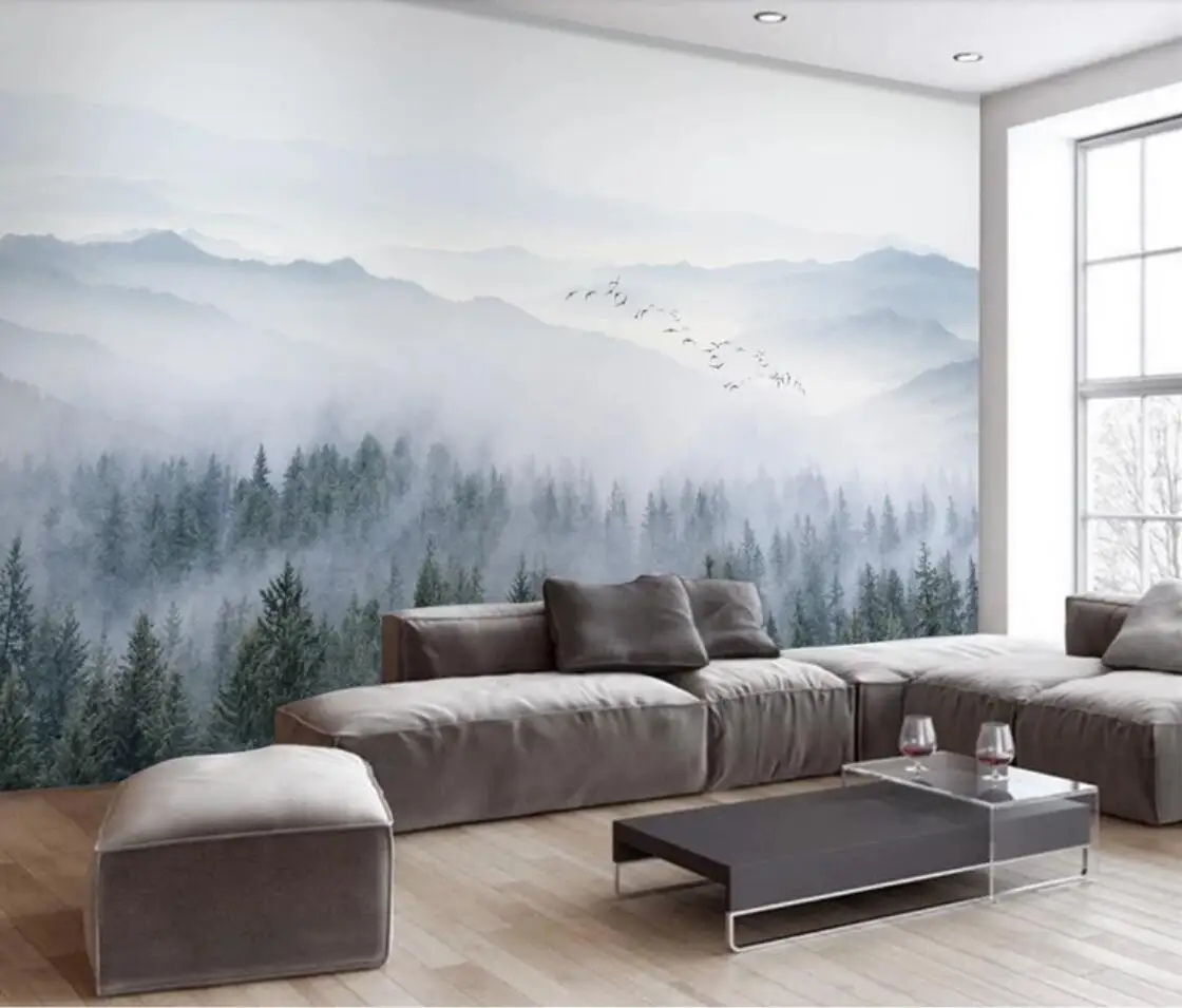 Фотообои с изображением туманного леса фотообои 3D холст фон для телевизора