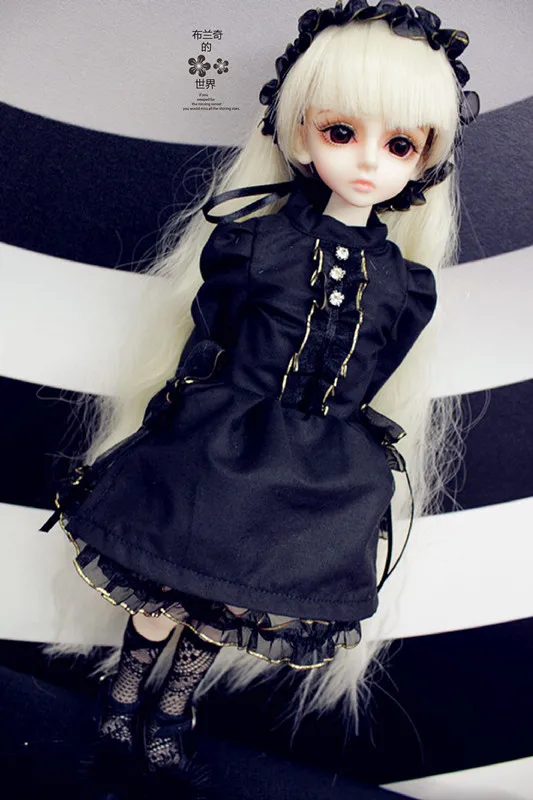Одежда для куклы BJD/SD/одежда малышей черное платье в клетку стиле принцессы