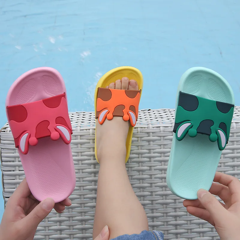 Шлепанцы пляжные для дома и сада сандалии на плоской подошве мультяшный рисунок