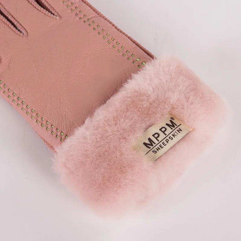 Зимние женские перчатки из 100% натуральной овчины теплые стильные на полный палец