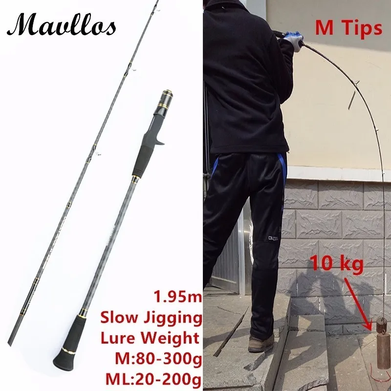 Mavllos 1.95 м ml/m Совет медленно Отсадки Стержень заманить Вес 25-250 г/100-350 г двух секций ультра легкий морской Рыбная ловля spinnning стержень