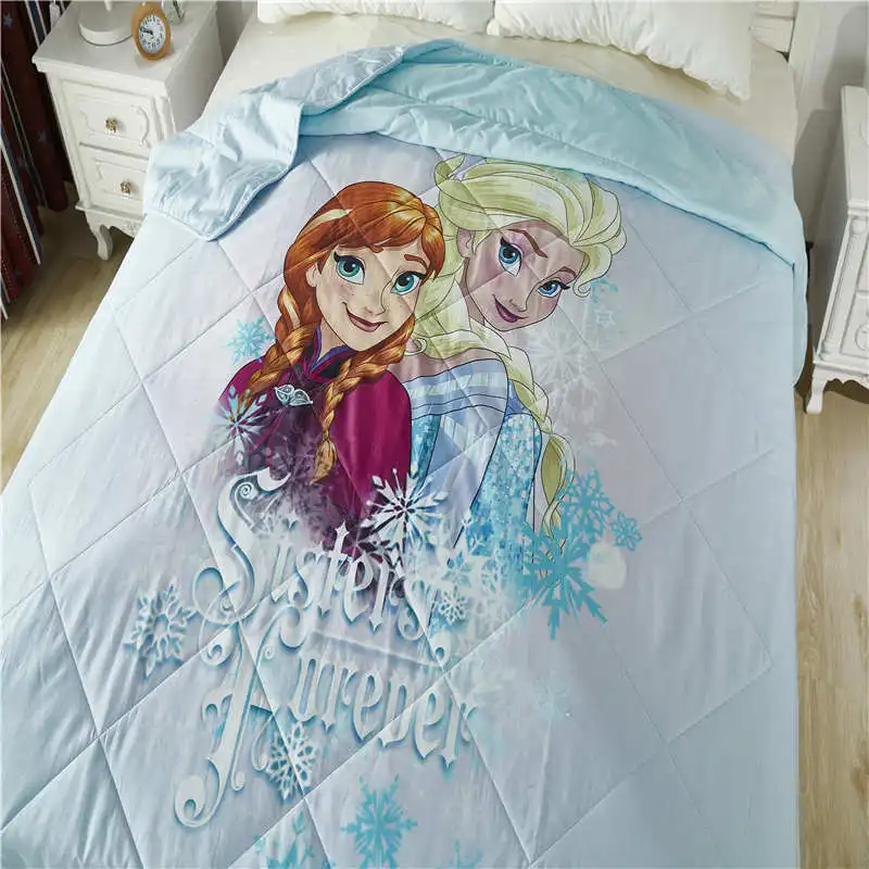 Летнее стеганое одеяло Disney Frozen Elsa and Anna хлопковое постельное белье для девочек