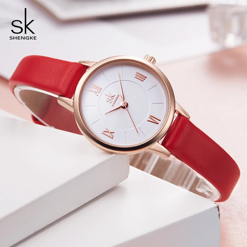 Shengke Fashion Women Watches Leather Strap Ladies Quartz Watch Casual Montre Femme 2019 Female Clock Relogio Feminino | Наручные часы