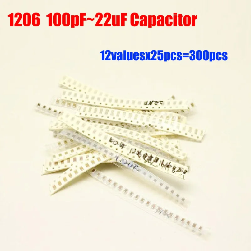 Конденсатор SMD 1206 12 значений x 25 шт. = 300 100 пФ ~ 22 мкФ набор в