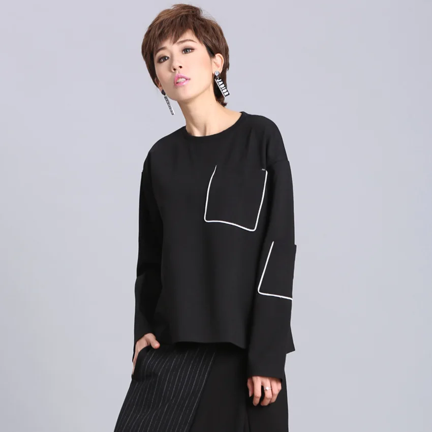 2018 spring new Korean students pink short chic ladies sweater female head loose sports shirt round neck | Женская одежда
