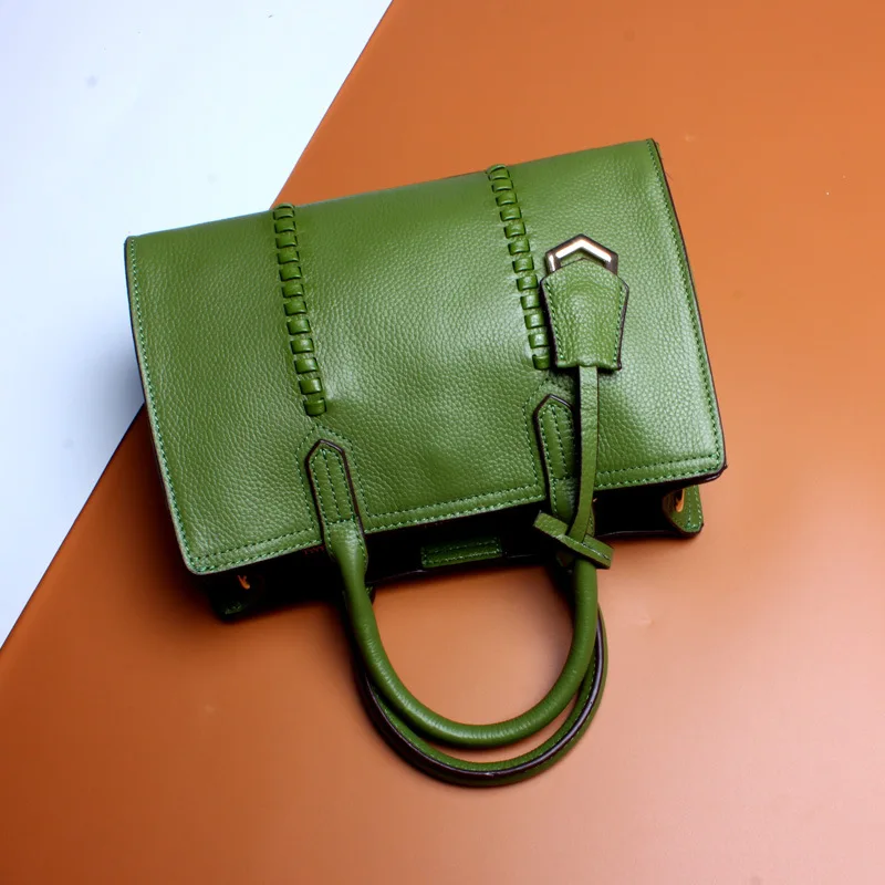 green BRIGGS сумка из натуральной кожи для женщин, коровья кожа, тисненая сумка через плечо, известный бренд, женская сумка, повседневные сумки-тоут, ранцы - Цвет: green