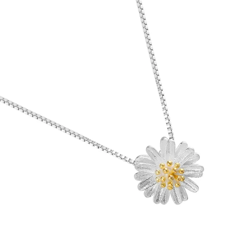 Romantic Flower Style Silver Daisy Pendant Charm Necklace Women's Clavicle Necklaces Jewelry Wedding Engagement Gift | Украшения и