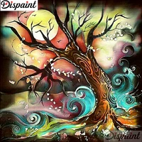 dispaint full squareround drill 5d diy diamond painting abstract tree scenery 3d embroidery cross stitch 5d home decor a11518