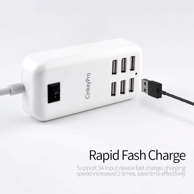 Cinkeypro 6 Порты Универсальный USB Зарядное устройство адаптер 15 Вт 3A Портативный ЕС