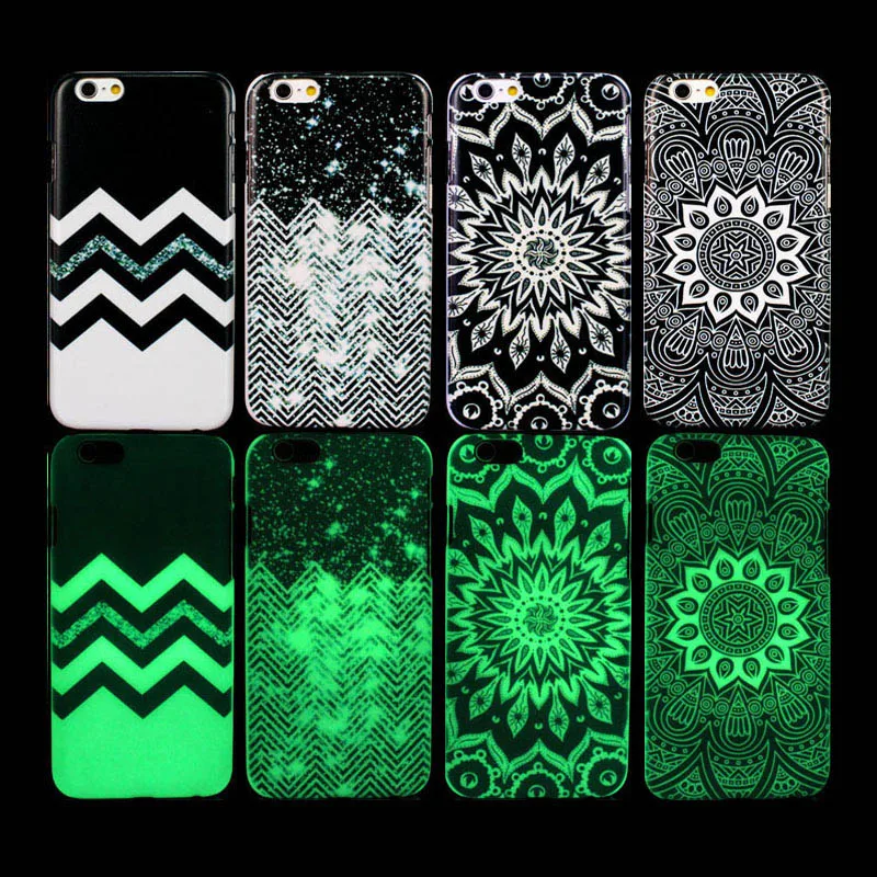 Black Aztec Mandala Pattern Glow in the dark Case for iPhone 6 6s Cover |
