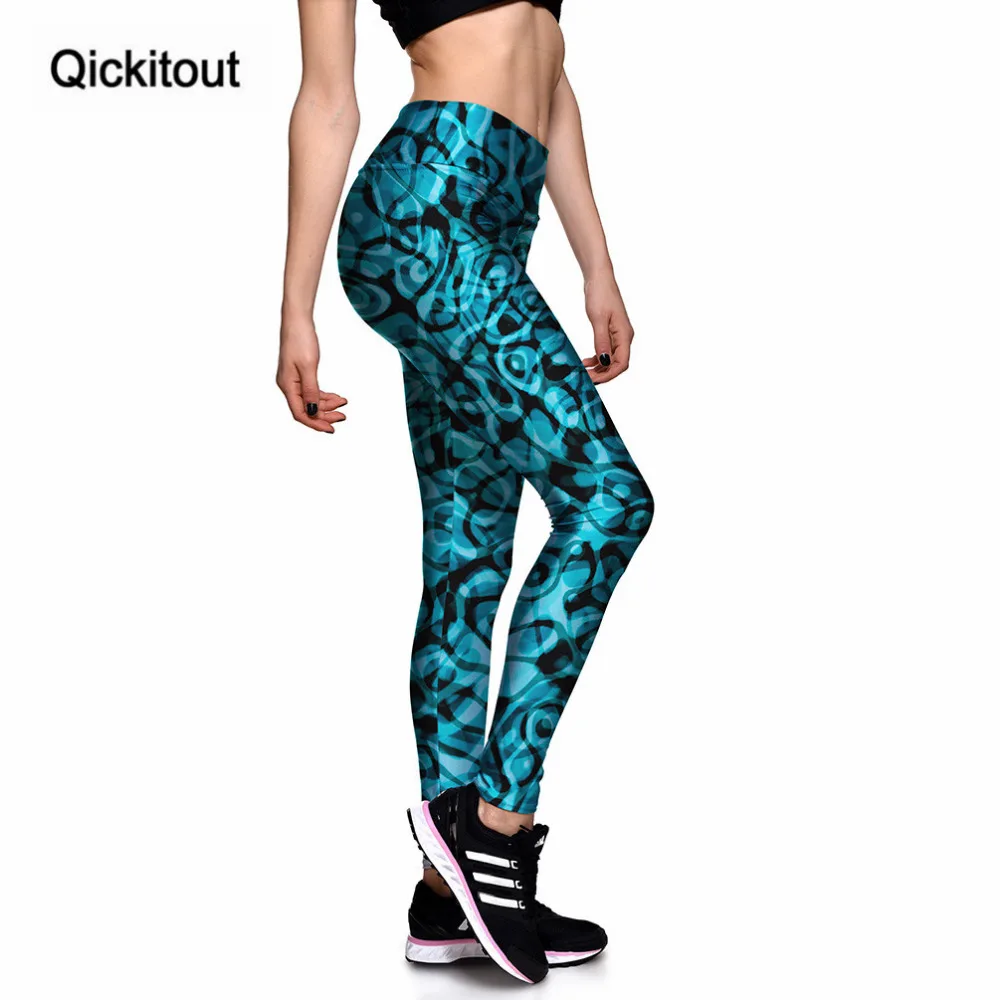 Qickitout леггинсы сексуальные женские новый стиль новые для фитнеса синие с
