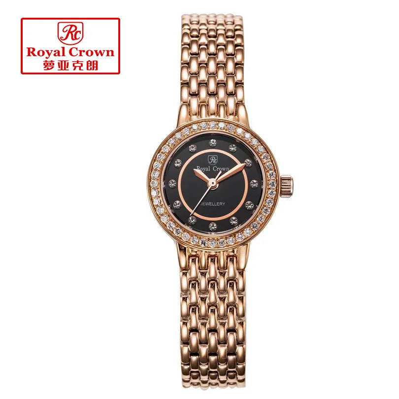 Lady Women's Watch Fine Fashion Mother of Pearl Jewelry Hours Stainless Steel Bracelet Rhinestone Girl's Gift Royal Crown Box